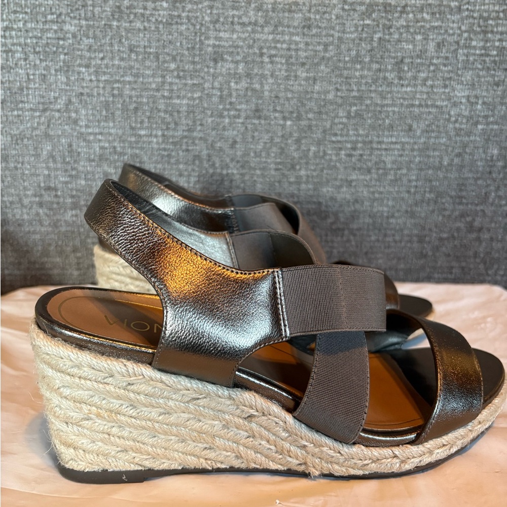 Vionic Metallic Bronze Wedge Espadrilles